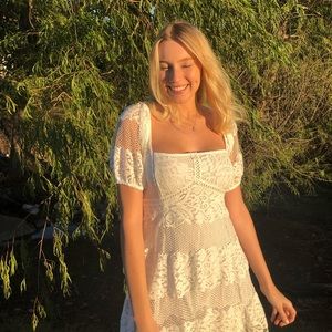 Free People White Lace Mini Dress